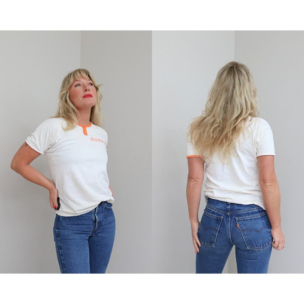 1960's Vintage Champion Distressed Glendale Ringer T-shirt Women's SM MD Mens XS